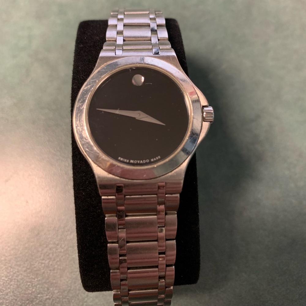 Movado Silver Crystal Sapphire Ladies Watch